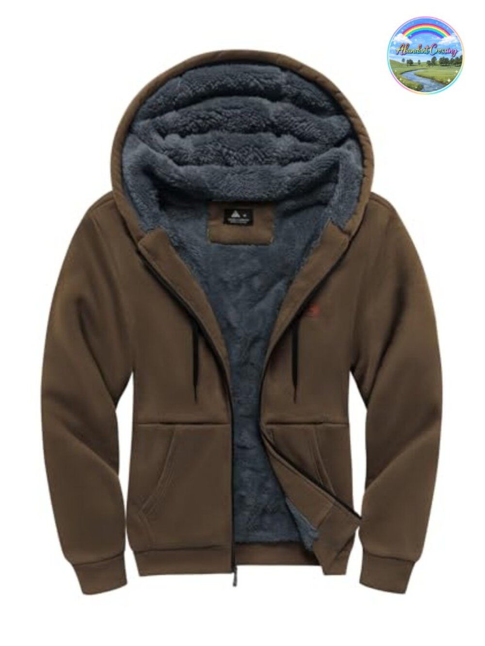 Men's Sherpa Lined Zip Up Fleece Hoodie Jacket with Kanga Pocket